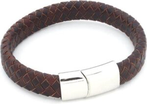 Armband leer donkerbruin