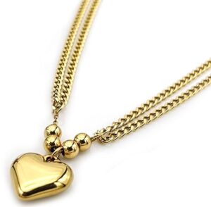 Ketting dubbel hart goud