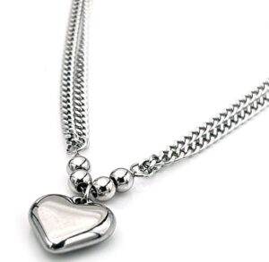 Ketting dubbel hart zilver