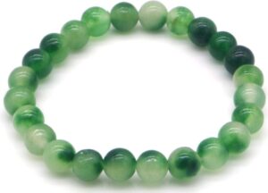 Armband stenen 8 mm, Chalcedony green-black