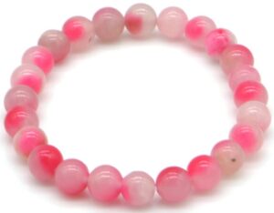 Armband stenen 8mm, Chalcedony pink