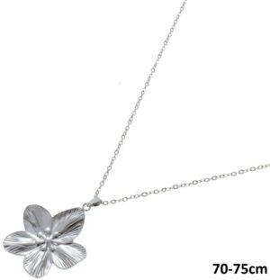 Ketting flower zilver 70-75 cm