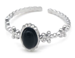 Ring stone zwart zilver