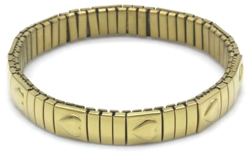 Armband stretch hearts goud