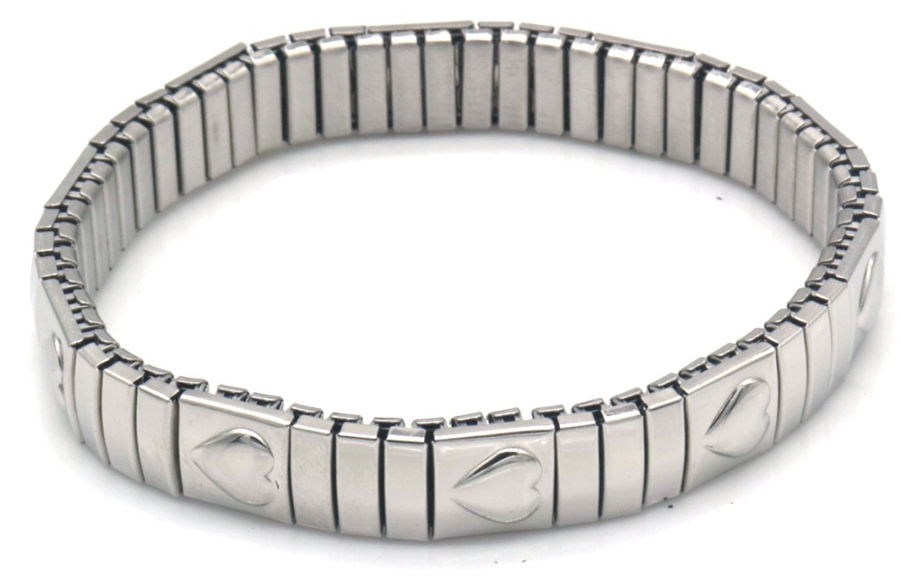 Armband stretch hearts zilver